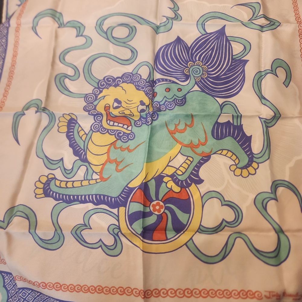 Colorful Mythical Creature Scarf Vintage Jinty Russell.
